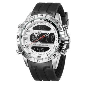 Cool Design SHARK Men Stopwatch Calendar Auto Date Alarm LCD Clock Dual Time Rub